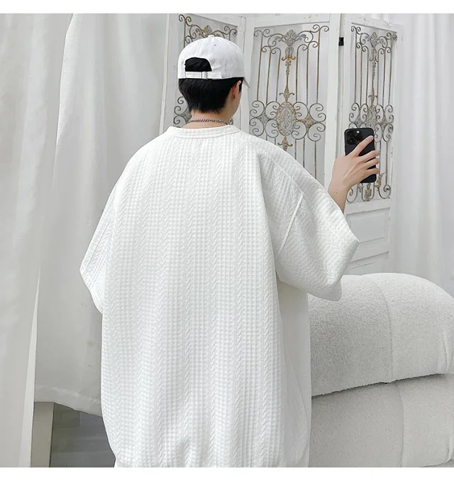 Men's Summer Loose Jacquard 2-Piece Set Detail