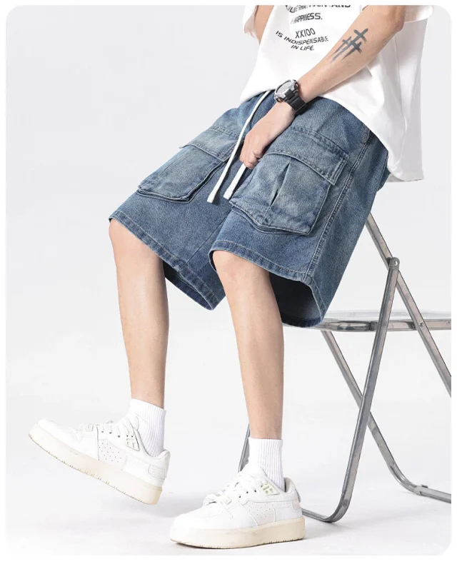 Men's Denim Shorts, Retro Workwear Style, Summer 2025 Detail