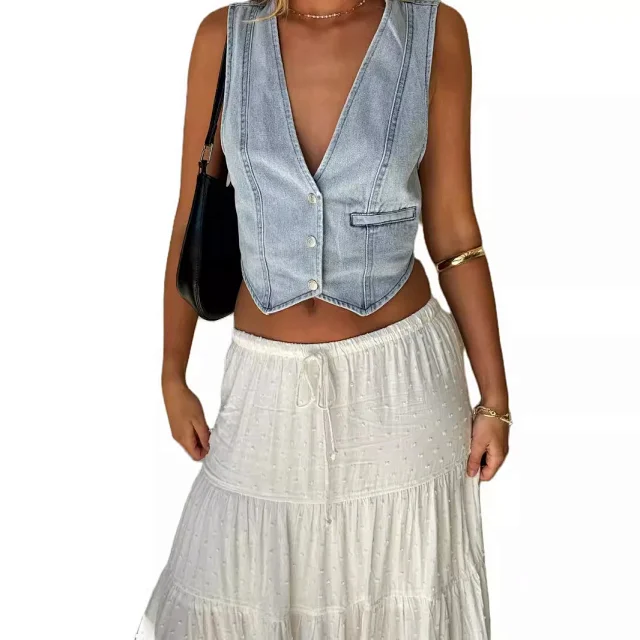 TUME Denim Vest for Women Detail