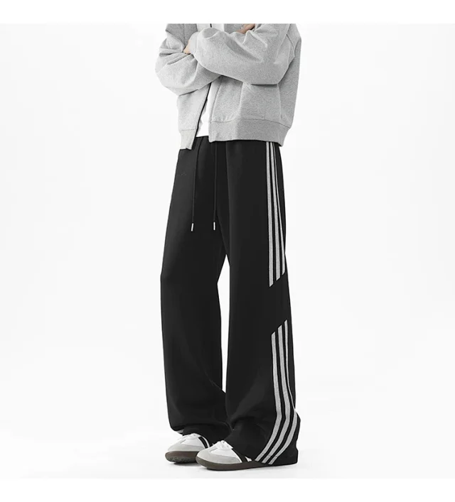 2025 Spring New US High Street Striped Patchwork Sweatpants for Men (Large Size, Wide-Leg, Loose & Casual Sportswear) Detail