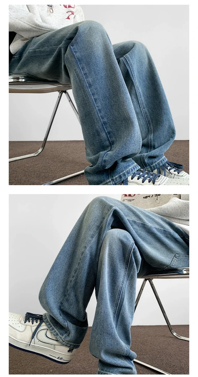 Hip Hop Retro Blue Denim Pants Detail
