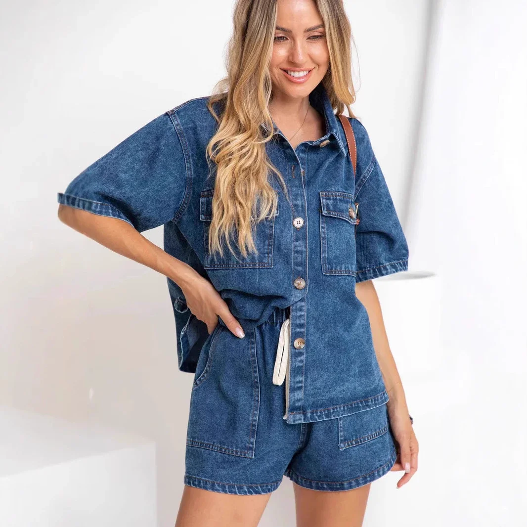 Temu Loose Retro Denim Set for Women