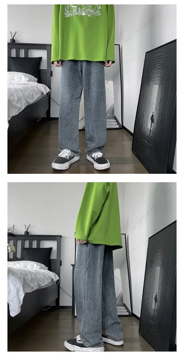 Retro Hong Kong Style Men's Loose Wide - leg Oversize Pants Detail