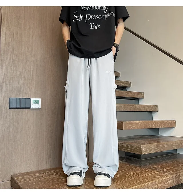 Men's 2025 Summer Ice Silk Wide - Leg Pants Detail