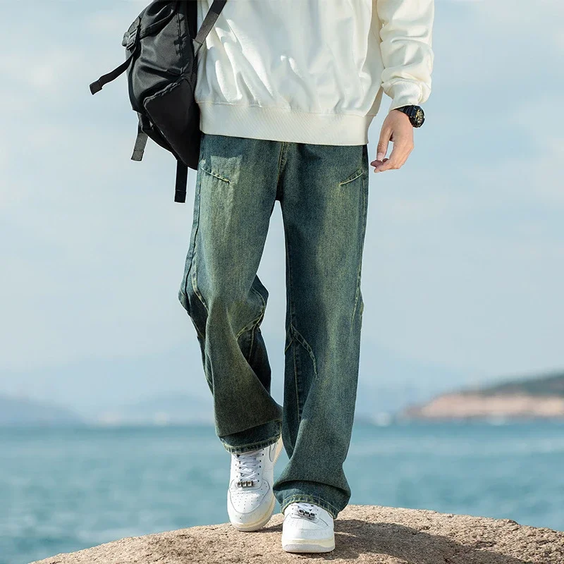 Men's Retro Denim Wide-leg Pants