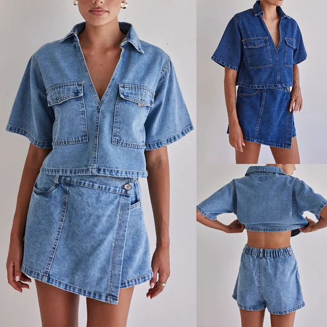 2025 Trendy Western Workwear Denim Set Detail