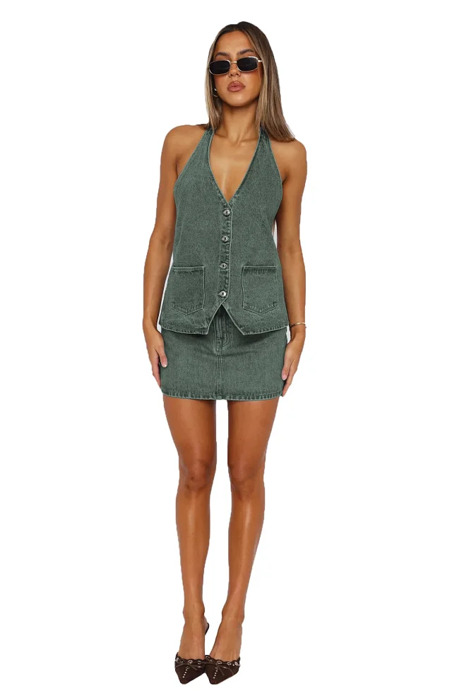 Fashionable Denim Vest for Women Detail