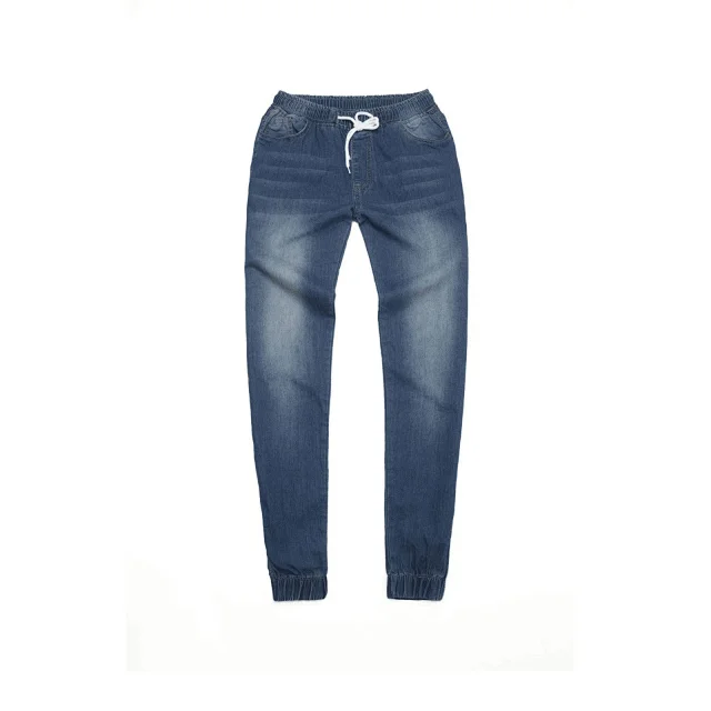 Elastic Waist Drawstring Low-Rise Denim Pants for Women Detail