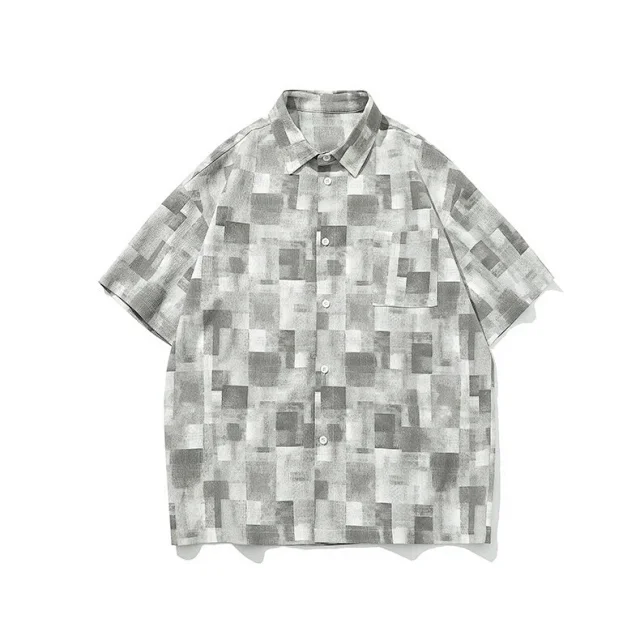 Men's Soft Cotton Plaid Short-Sleeve Shirt Set Detail