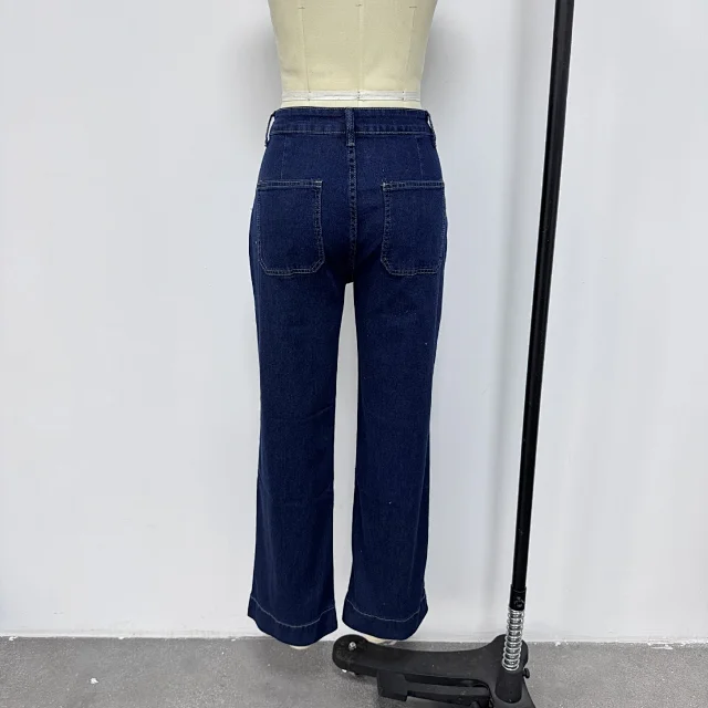 Loose Straight Flare Jeans, High-Waist, All-Match Detail