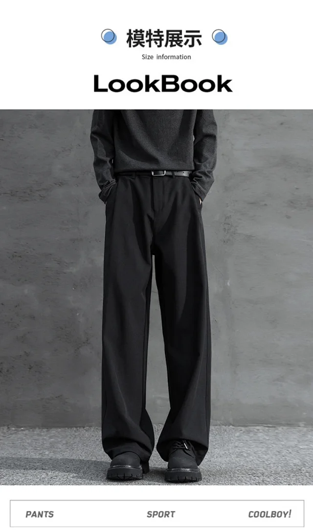 Dark Gray Straight 3 - Needle Trousers for Men Detail