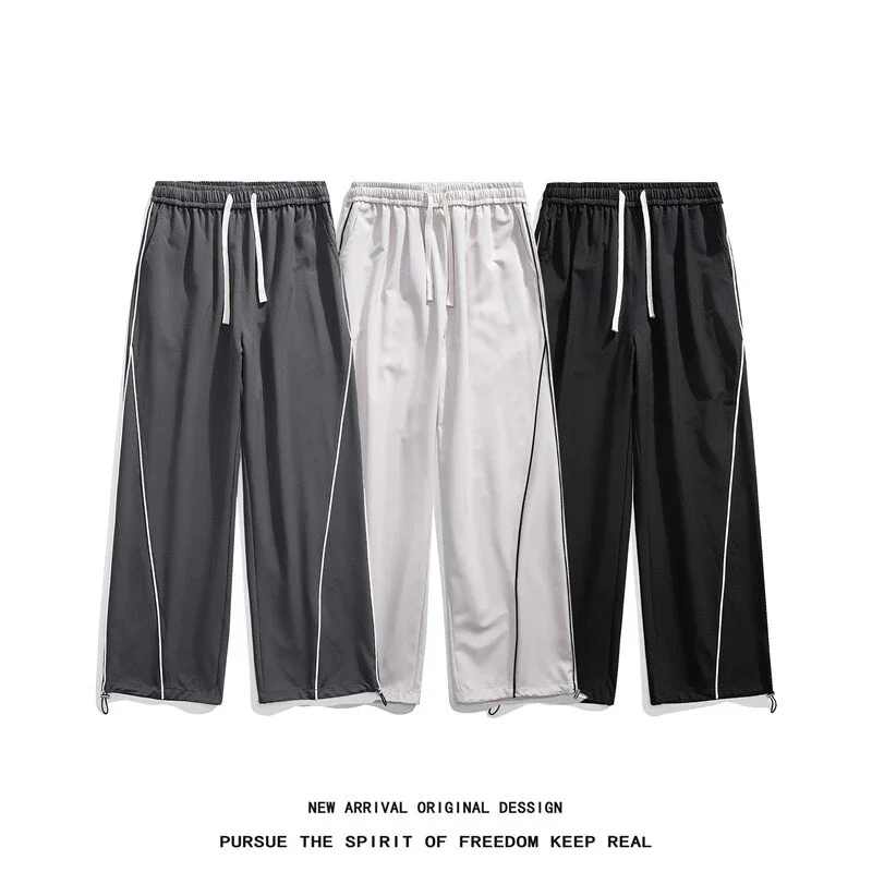 Men's Summer Ice Silk Wide - leg Pants