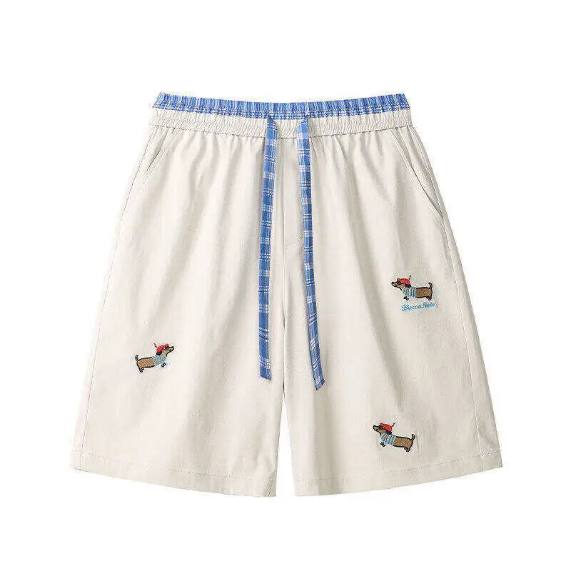 Men's Dachshund Embroidery Ice Silk Shorts 2025 Summer New