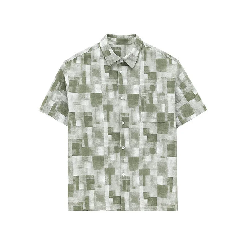 Men's Soft Cotton Plaid Short-Sleeve Shirt Set