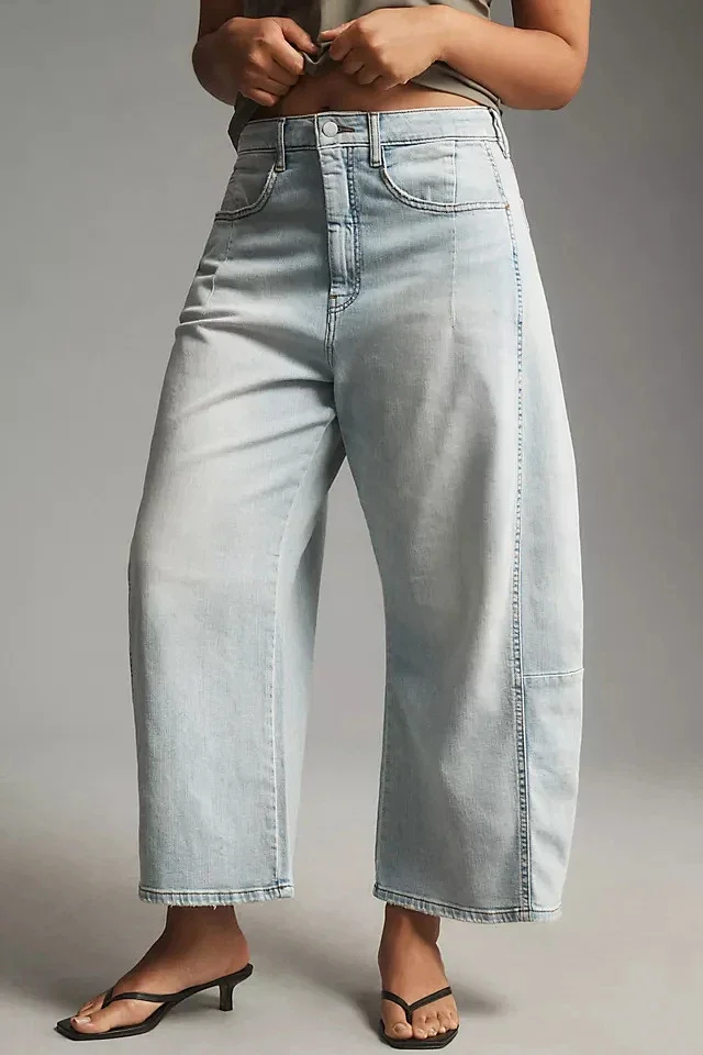 Women's Wide-Leg High-Waist Jeans Detail