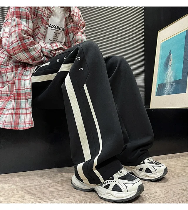 2025 Men's Sweatpants Oversize Loose Straight Trousers Detail