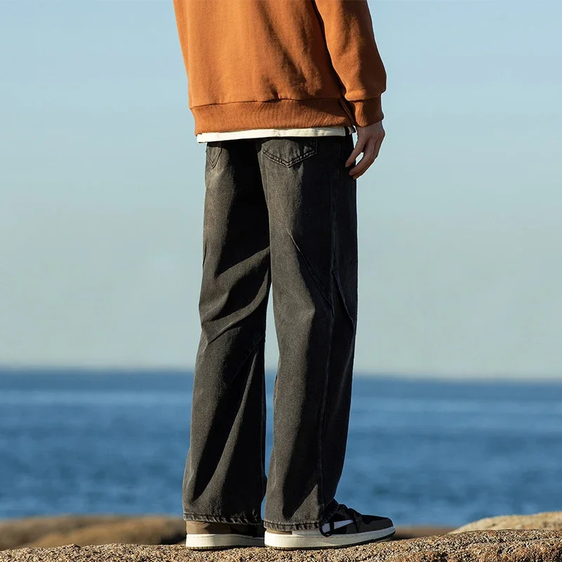 Men's Retro Denim Wide-leg Pants