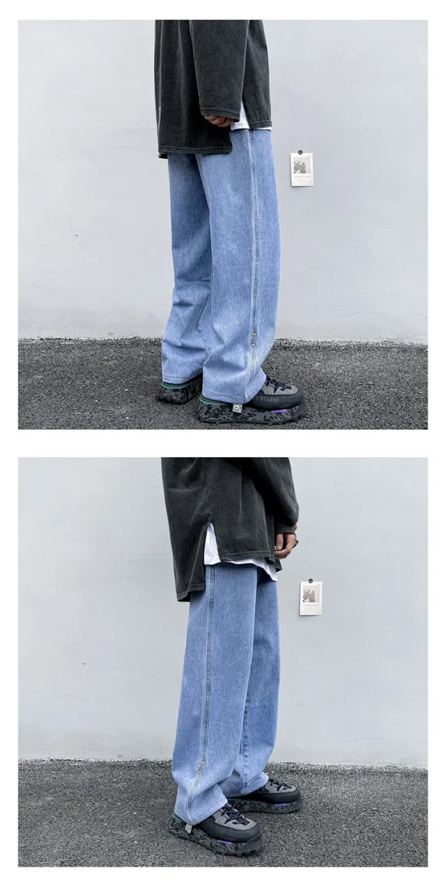Spring/Summer Trendy Men's Loose Straight Jeans Detail