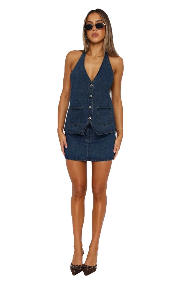 Fashionable Denim Vest for Women Detail