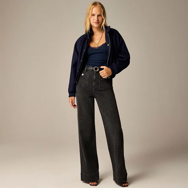 Loose Straight Flare Jeans, High-Waist, All-Match Detail
