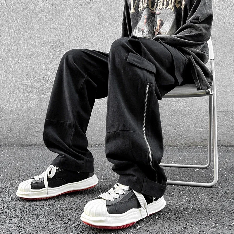 Grey American Retro Cargo Pants for Men