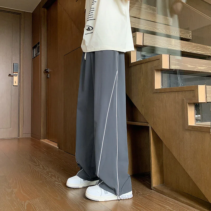 Trendy Brand Striped Ice Silk Pants for Men