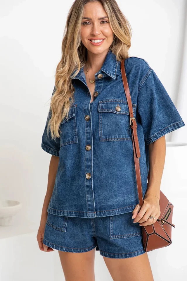 Temu Loose Retro Denim Set for Women Detail