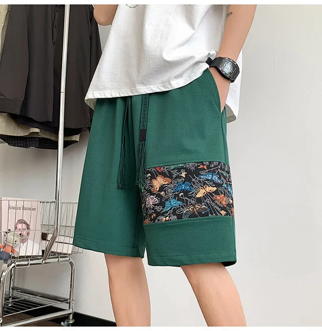 Chinese-style Embroidered Men's Sport Shorts Detail