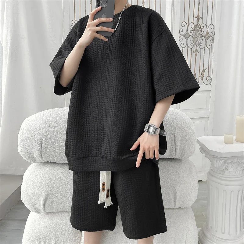 Men's Summer Loose Jacquard 2-Piece Set
