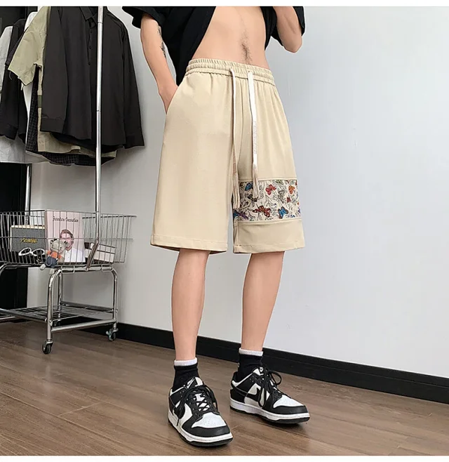 Chinese-style Embroidered Men's Sport Shorts Detail