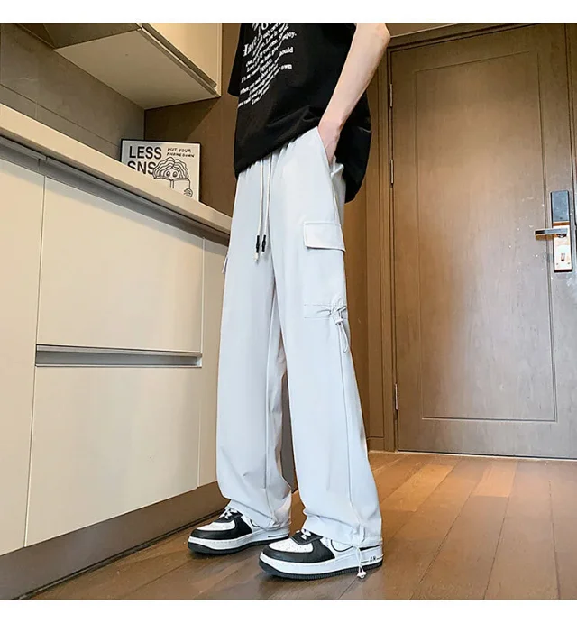 Maroon Quick - Dry Ice Silk Men's Summer Cargo Pants Detail