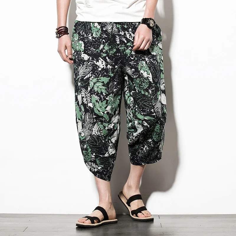 Men's 3/4-length Ethnic Cotton-Linen Pants