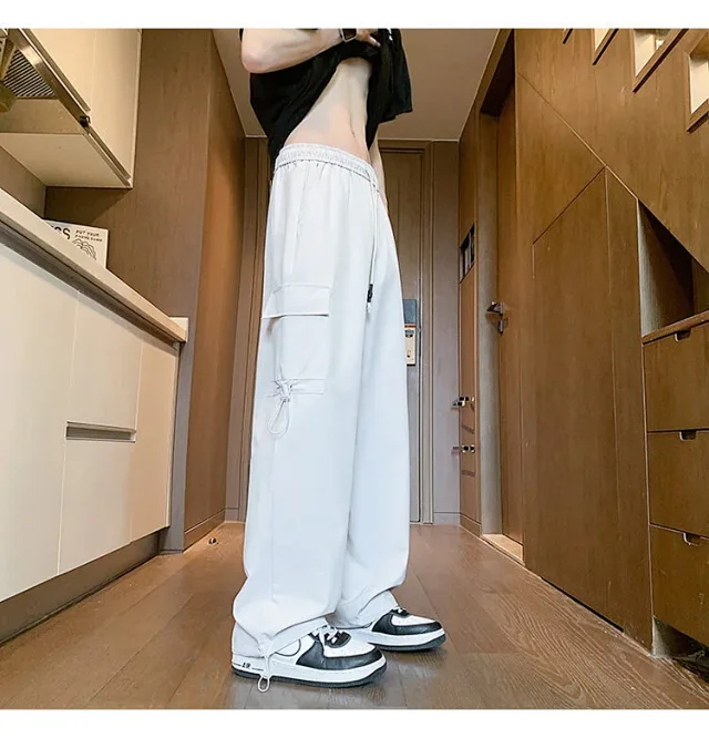 Maroon Quick - Dry Ice Silk Men's Summer Cargo Pants Detail