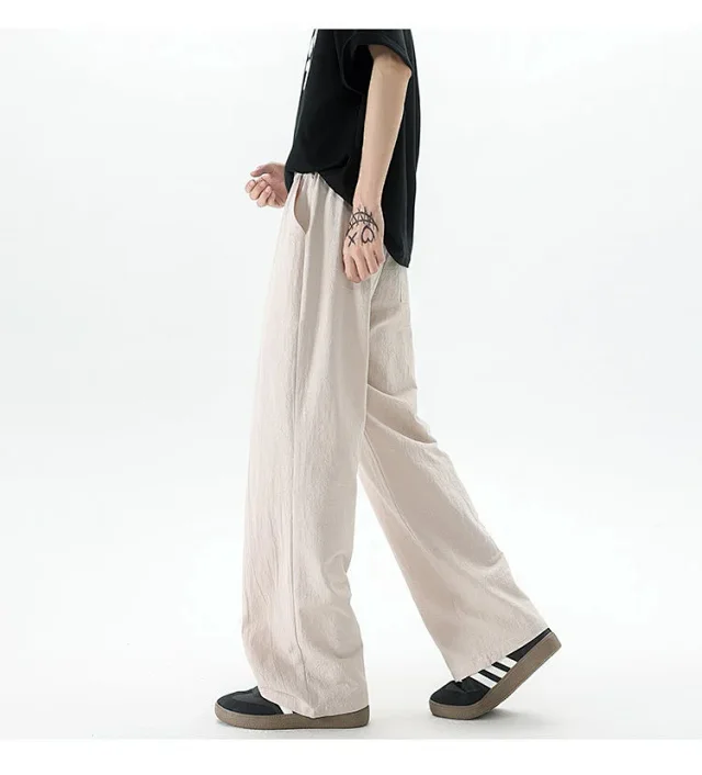 Men's Summer Linen-Cotton Loose Trousers (2m) Detail