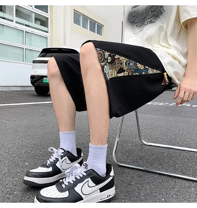 Men's 2025 Summer Embroidered Shorts with Cartoon Bear Detail