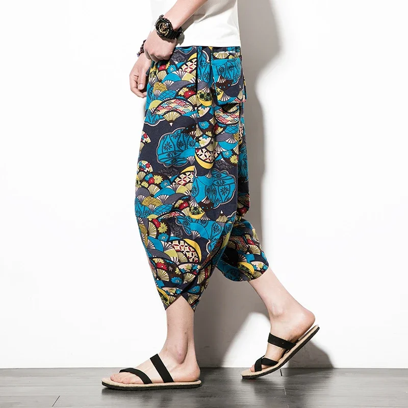 Men's 3/4-length Ethnic Cotton-Linen Pants