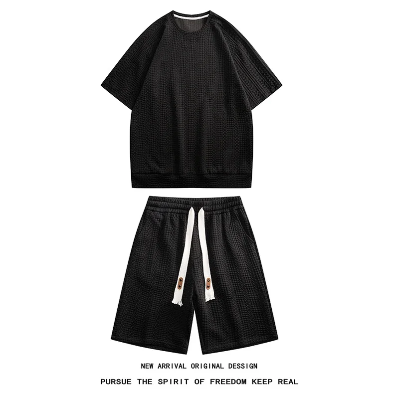Men's Summer Loose Jacquard 2-Piece Set
