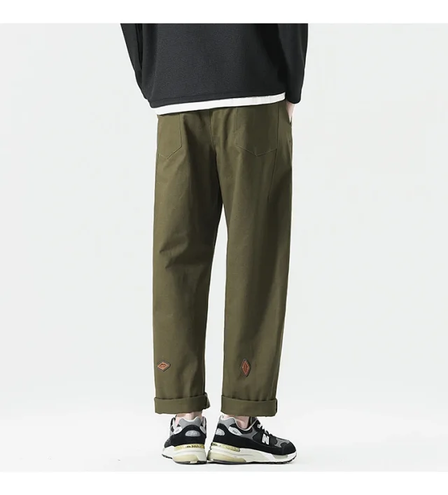 Autumn Men's Retro Japanese Straight Cargo Pants Detail