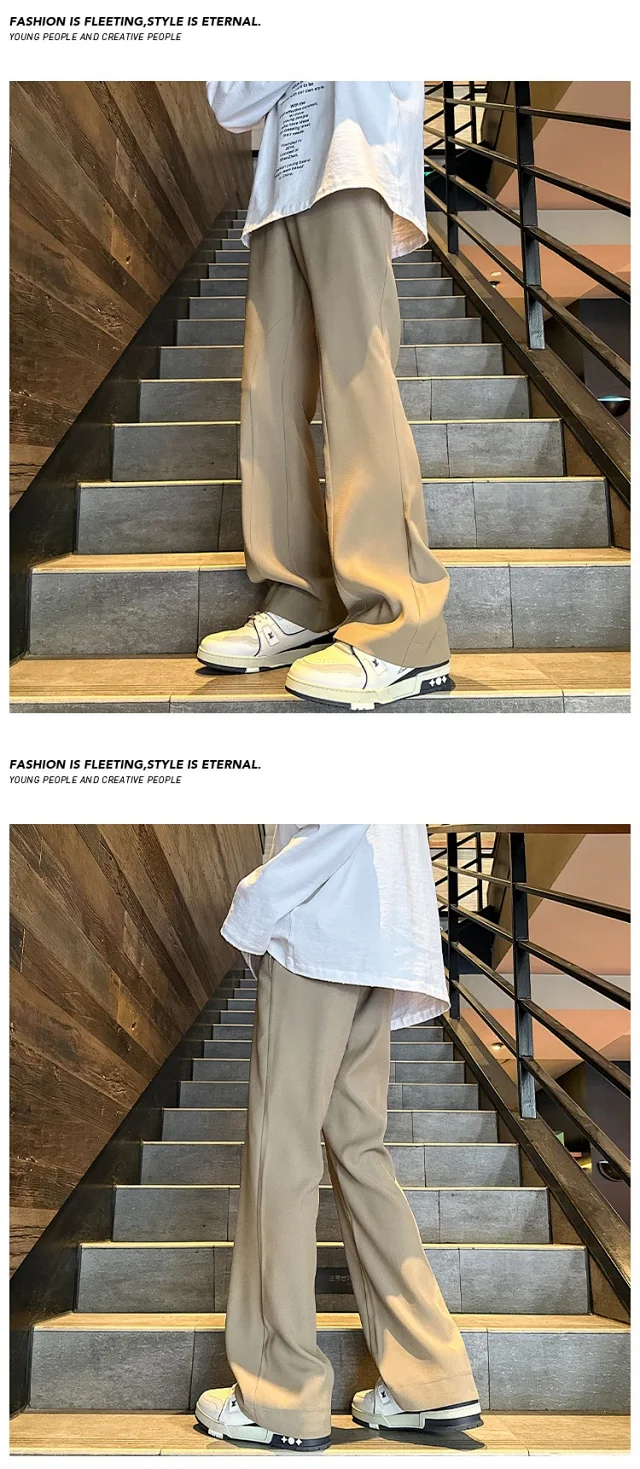 Khaki Men's Spring Euro - American Vibe Micro - Flare Pants Detail