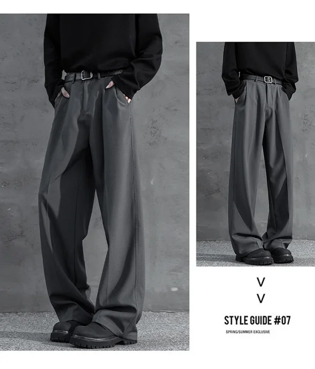 Dark Gray Straight 3 - Needle Trousers for Men Detail