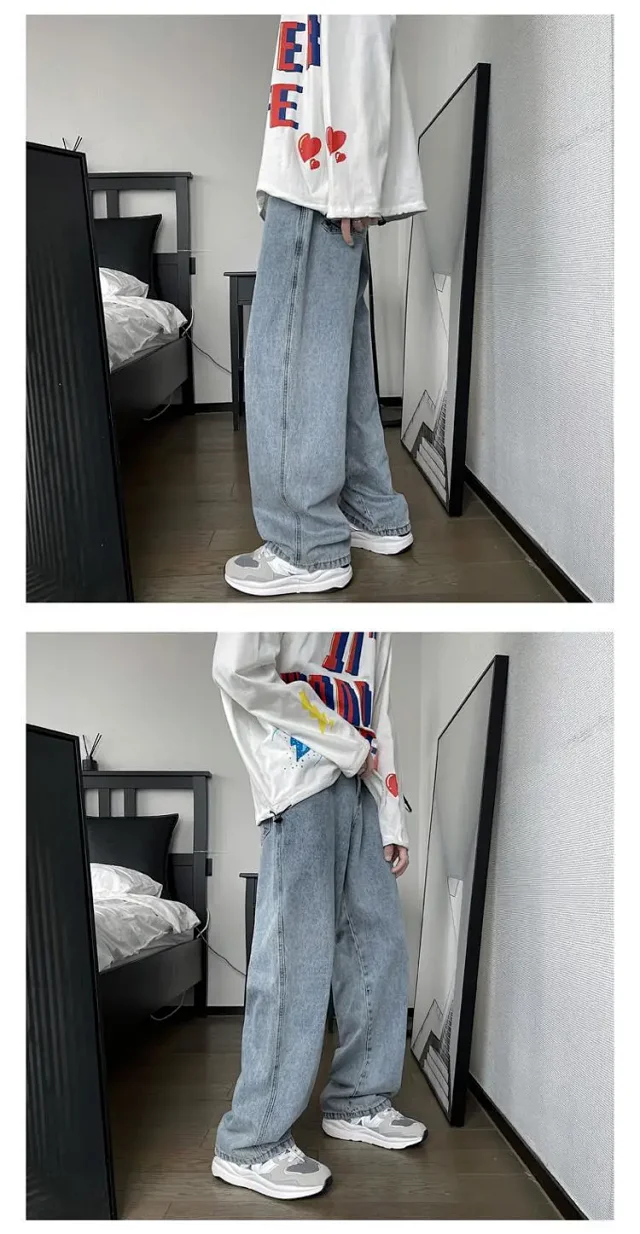 Retro Hong Kong Style Men's Loose Wide - leg Oversize Pants Detail
