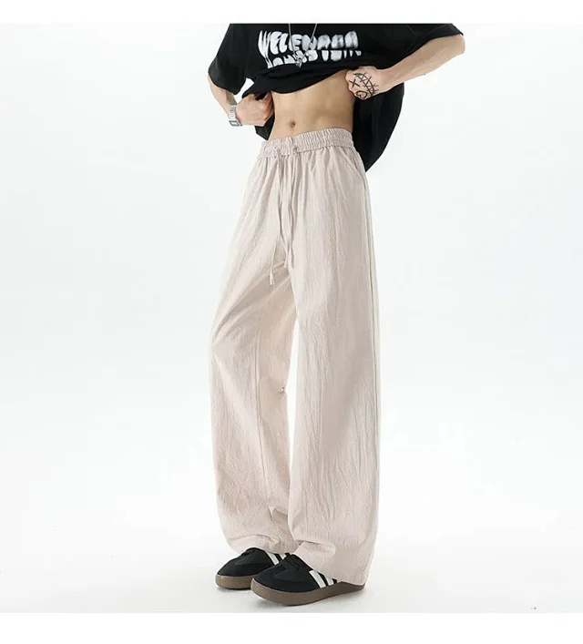 Men's Summer Linen-Cotton Loose Trousers (2m) Detail