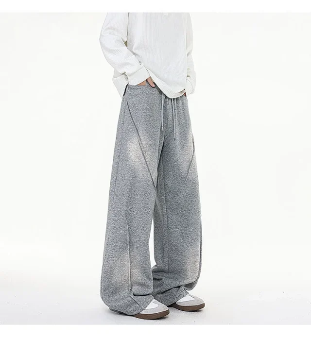 190 Tall Men's Long Washed Distressed Casual Pants Detail