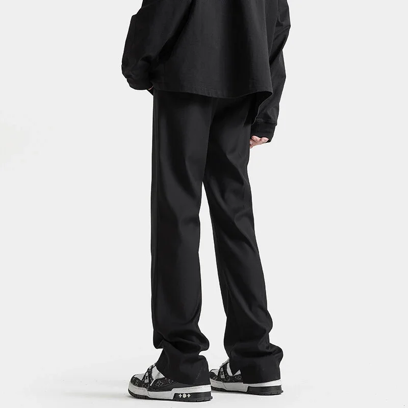 Trendy Brand Fleece Solid High - End Straight Trousers