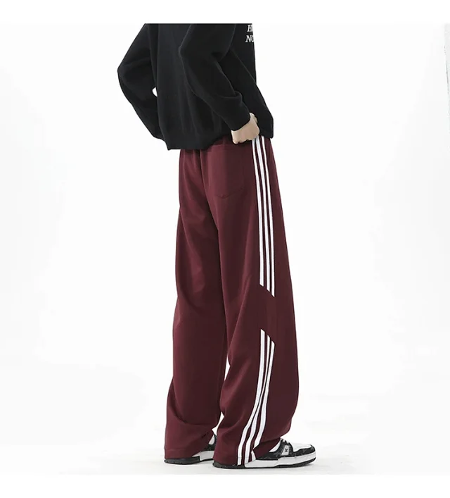 2025 Spring New US High Street Striped Patchwork Sweatpants for Men (Large Size, Wide-Leg, Loose & Casual Sportswear) Detail
