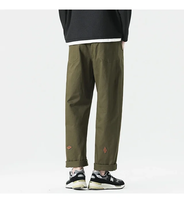 Autumn Men's Retro Japanese Straight Cargo Pants Detail
