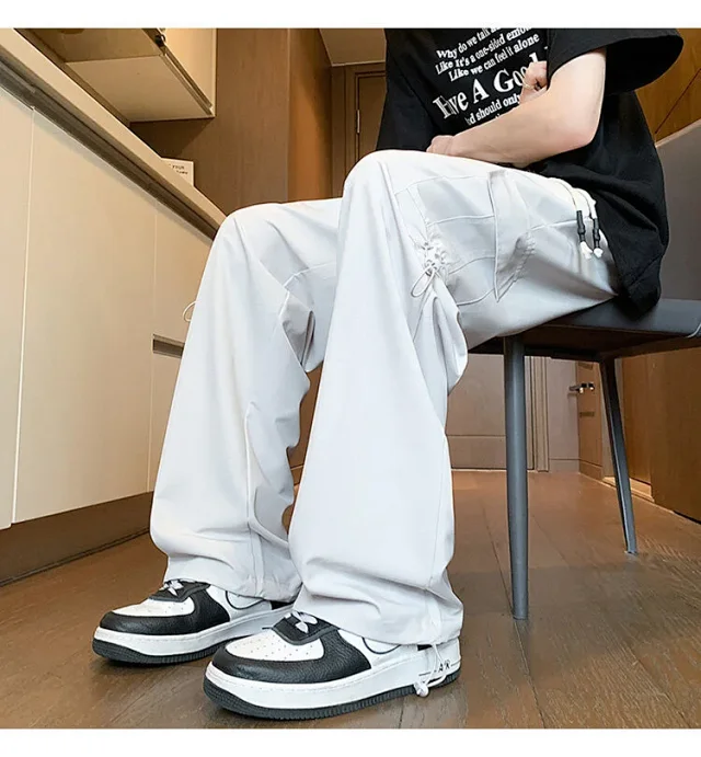 Maroon Quick - Dry Ice Silk Men's Summer Cargo Pants Detail