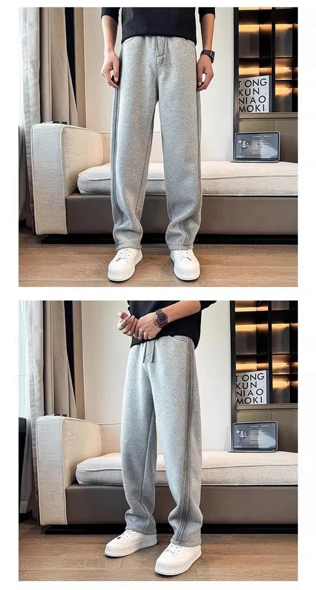 Spring Autumn Men's Casual Straight Pants Detail