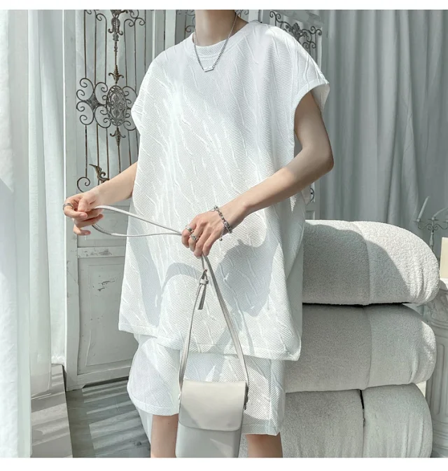 Men's Summer Loose Jacquard Sleeveless Set Detail
