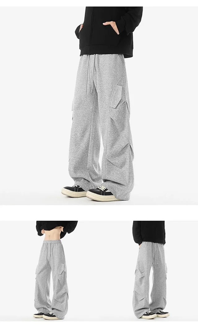 American Heavyweight Grey Pleated Sweatpants Detail